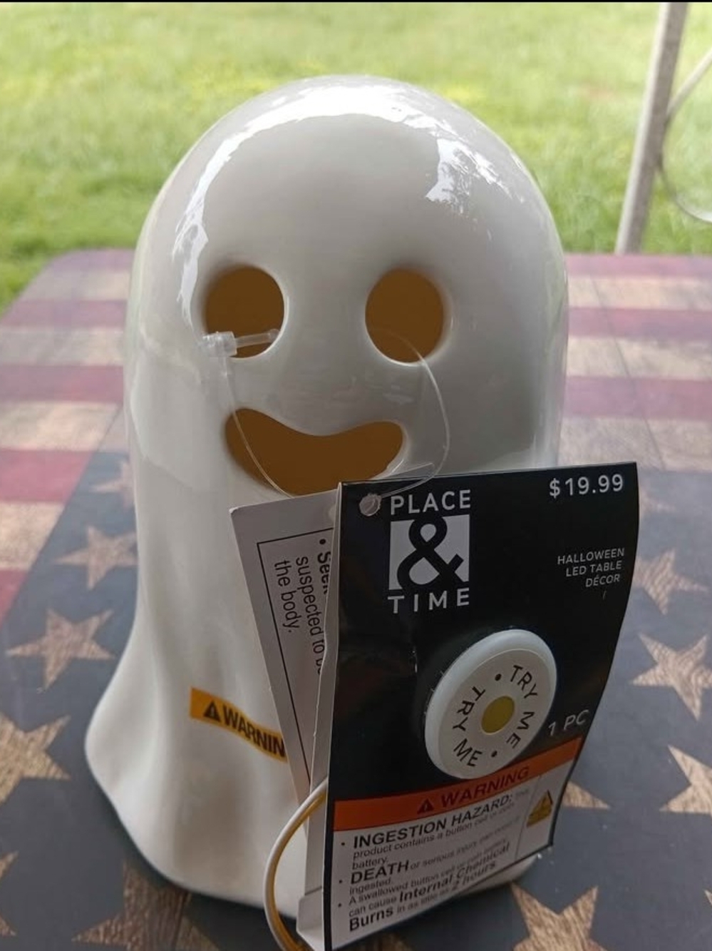 Place & Time White Halloween Ghost LED Table Décor